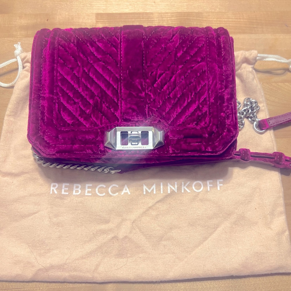 Rebecca Minkoff love velvet fuchsia crossbody bag